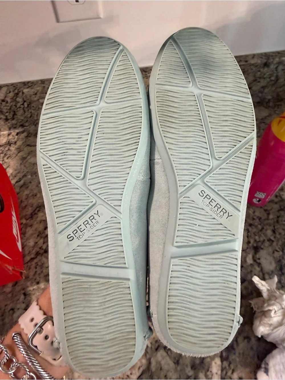 Sperry Women's Bay View Slip on Loafer Pale Mint Suede
